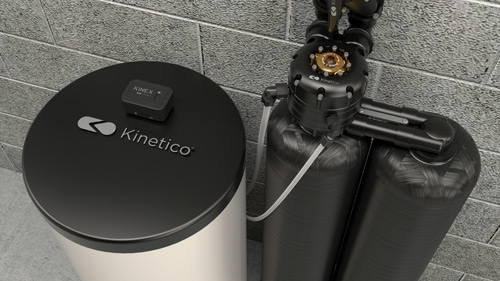 Kinex Salt Monitor Installed with Premier Series Water Softener in Basement